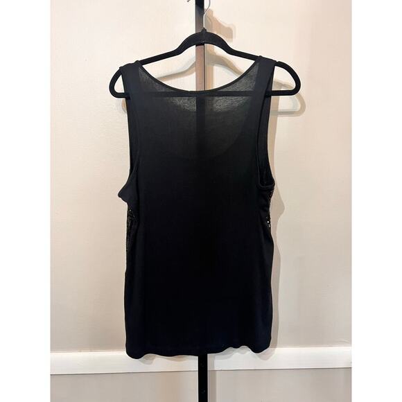 Gap Womens Sequin Top Blouse Sleeve Scoop Neck Stretch Retro Party Black Size L - Picture 3 of 8